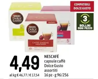 Famila Nescafè Capsule caffè Dolce Gusto assortiti 16 pz - 96/256 g offerta