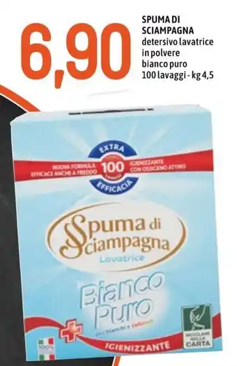 Famila Spuma di Sciampagna detersivo lavatrice in polvere bianco puro 100 lavaggi - 4,5 kg offerta