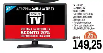 Famila TV LED 24" LG 24TL510W offerta