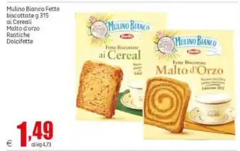 Elite Mulino Bianco Fette biscottate 315 g ai Cereali Malto d'orzo Rustiche Dolcifette offerta