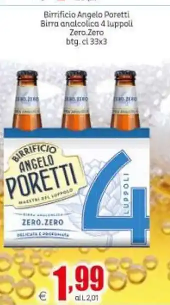 Elite Birrificio Angelo Poretti Birra analcolica 4 luppdi Zero Zero btg di 33x3 offerta