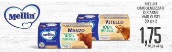 Supermercati Piccolo Mellin Omogeneizzati Di Carne Vari Gusti 80 g x 2 offerta
