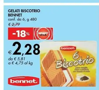 Bennet Bennet Gelati Biscotrio 480 G offerta