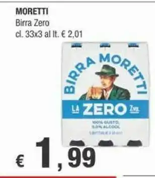 Crai Birra Moretti - Birra Moretti Zero 330 G(ml) offerta