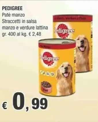 Crai Pedigree Pate Manzo Straccetti In Salsa Manzo E Verdure Lattina offerta