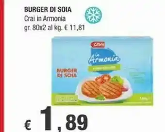 Crai Crai - Burger Di Soia Bio 180 G(ml) offerta