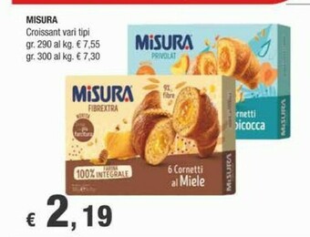 Crai Misura Fibrextra Cornetti Al Miele 300 G(ml) offerta