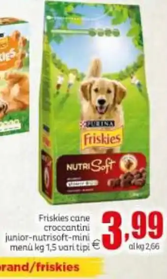 Elite Friskies Cane Croccantini Junior-Nutrisoft-Mini Menu kg 1.5 offerta