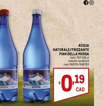 Metro Pian della mussa Acqua offerta
