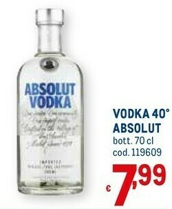Metro Absolut Vodka offerta