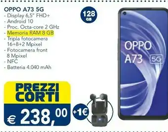 Esselunga Oppo A73 5G 16,5 Cm (6.5") ColorOS 7.2 USB Tipo-C 8 GB 128 GB 4040 MAh Nero offerta