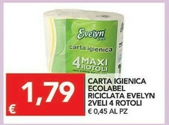 TuoDi Evelyn Carta Igienica Ecolabel Riciclata 2 Veli 4 Rotoli offerta