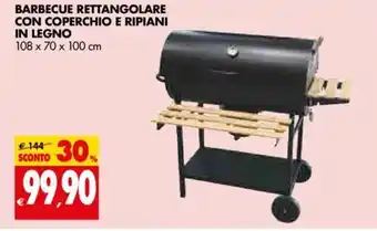 Tigros Barbecue Rettangolare Con Coperchio E Ripiani In Legno 108 x 70 x 100 cm offerta