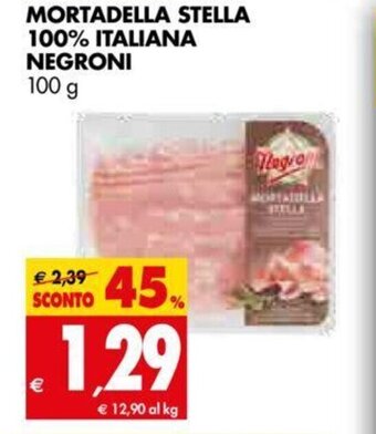 Tigros Mortadella Stella 100% Italiana Negroni 100 g offerta