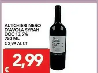 TuoDi Altichieri Nero D'avola Syrah Doc 13,5% 750 Ml offerta