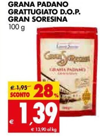 Tigros Grana Padano Grattugiato D.O.P. Gran Soresina 100 g offerta