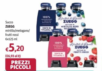 Zuegg Succo mirtillo/ melograno/ frutti rossi 6x125 ml