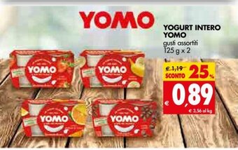 Yogurt Intero Yomo gusti assortiti 125 g x 2