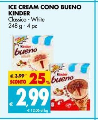 Ice Cream Cono Bueno Kinder Classico-White 248 g - 4 pz