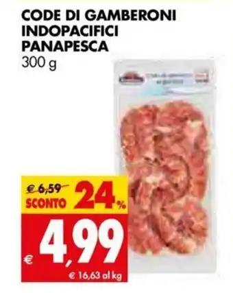 Tigros Code Di Gamberoni Indopacifici Panapesca 300g offerta