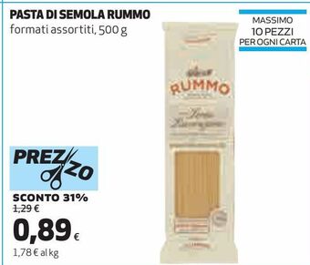 Ipercoop Pasta di semola rummo offerta