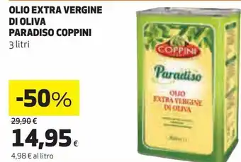 Ipercoop Olio extra vergine di oliva paradiso coppini offerta