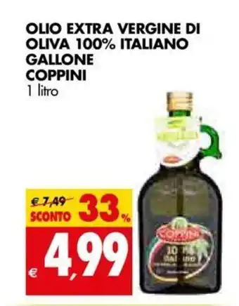 Tigros Olio Extra Vergine Di Oliva 100% Italiano Gallone Coppini 1 litro offerta