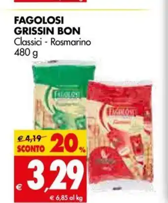 Tigros Fagolosi Grissini Bon Classici-Rosmarino 480 g offerta