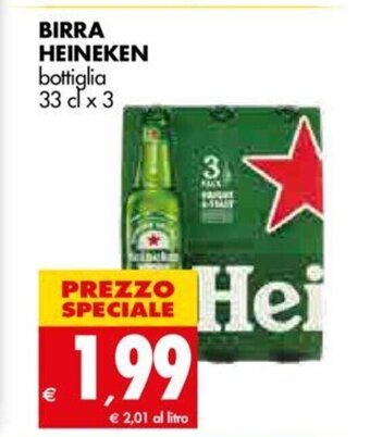 Tigros Birra Heineken bottiglia 33 cl x 3 offerta