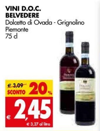Tigros Vini D.O.C. Belvedere Dolcetto di Ovada-Grignolino Piemonte 75 cl offerta