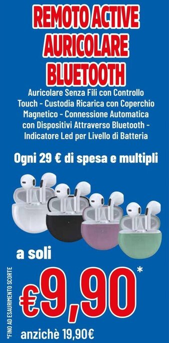 DPiù Remoto Active Auricolare Bluetooth offerta