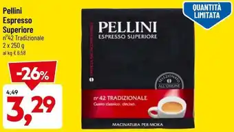 DPiù Pellini Espresso Superiore n° 42 Tradizionale 2 x 250 g offerta