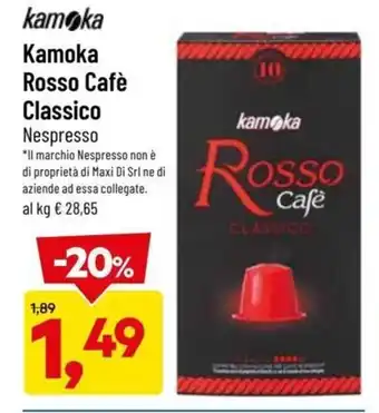 DPiù Kamoka Rosso Cafè Classico Nespresso offerta