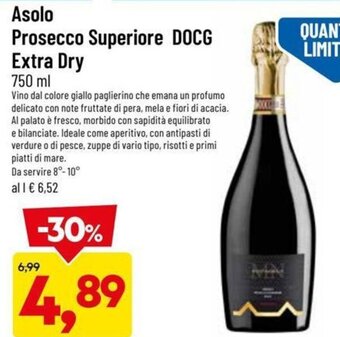 DPiù Asolo Prosecco Superiore DOCG Extra Dry 750 ml offerta
