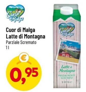 DPiù Cuor di Malga Latte di Montagna Parziale Scremato 1 l offerta
