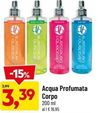 DPiù Acqua Profumata Corpo 200 ml offerta
