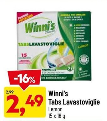 DPiù Winni's Tabs Lavastoviglie Lemon 15 x 16 g offerta