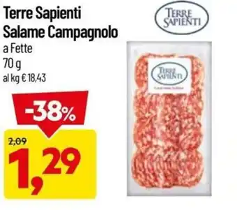 DPiù Terre Sapienti Salame Campagnolo a Fette 70 g offerta