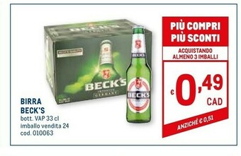 Metro Becks Birra offerta