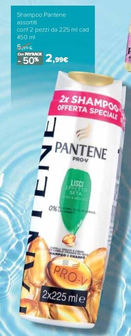 Carrefour Pantene Shampoo 2 pezzi 225 ml cad 450 ml offerta