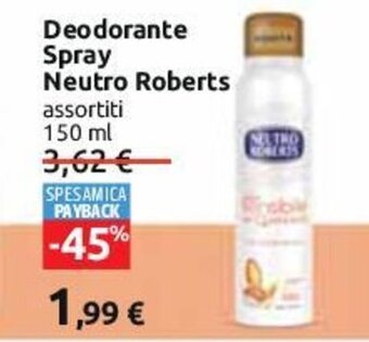 Carrefour Neutro Roberts Deodorante Spray 150 ml offerta