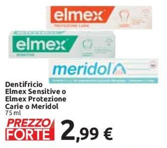 Carrefour Dentifricio Elmex Sensitive o Elmex Protezione Carie o Meridol 75 ml offerta