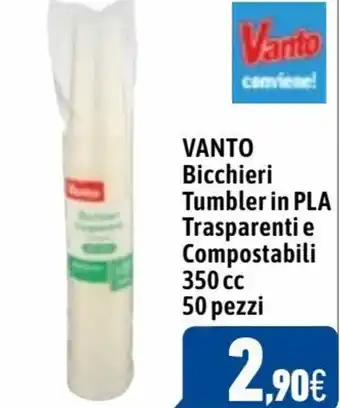 Vanto Bicchieri tumbler in PLA Transparenti e Compostabili 350 cc 50 pezzi