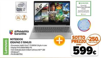 Expert Lenovo Notebook IdeaPad 3 15IML05 offerta