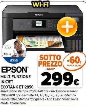 Expert Epson Multifunzione Inkjet Ecotank ET-2850 offerta