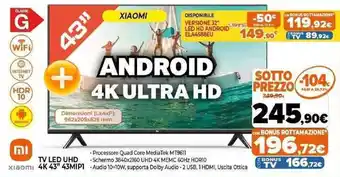 Expert Xiaomi TV LED UHD 4K 43" 43MIP1 offerta