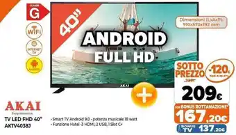 Akai TV LED FHD 40" AKTV4038J