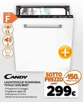 Expert Candy Lavastoviglie Scomparsa Totale CDI1L3802T offerta