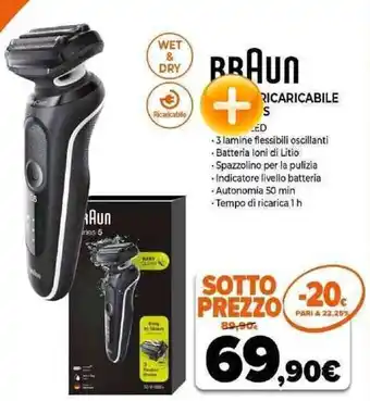 Expert Braun Rasoio Ricaricabile offerta