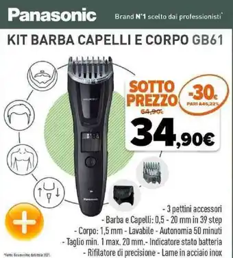 Expert Panasonic Kit Barba Capelli e Corpo GB61 offerta
